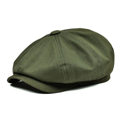 White Twill Cotton Newsboy Cap for Men Women Classic Cabbies Driver Apple Caps Gatsby Flat Hat Baker Boy Headpiece 003