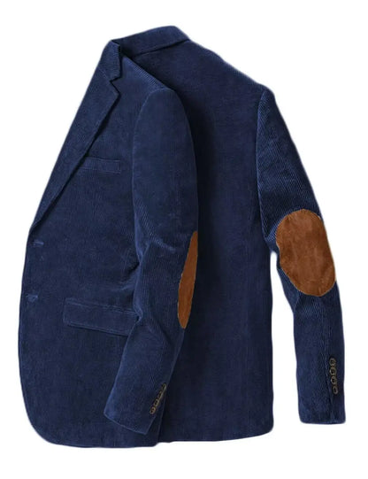 Men's Corduroy Blazer Business Casual Jacket with Elbow Patch Spring Fall Sport Coats Fashion Casual Single Breasted Men Jacket