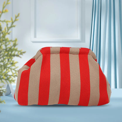 Summer Beach Clutch Bag Contrast Color Small Crochet Handbag Knitting Dumpling Clutch for Women Cute Cloud Casual Colorblock Bag