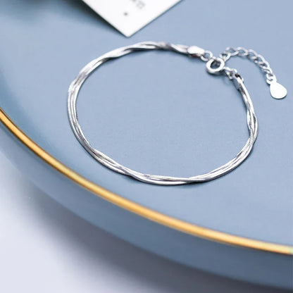 Simple Three Layer Snake Bone Chain for Women 925 Sterling Silver Fashion Link Chain Bracelet Fine Jewelry 2020 Design