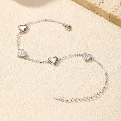 Dazzling Zirconia Bracelet 925 Sterling Silver Exquisite Mirror Hearts Charms Stackable Bracelets For Women Fine Jewelry