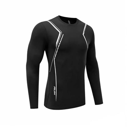 Men's Single-Piece Thin Breathable Quick-Dry Moisture-Wicking Long Sleeve Compression Shirt for Summer Running Fitness