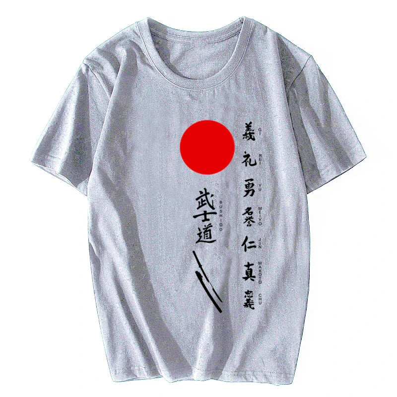 Men'S Japanese Kanji Samurai Bushido Tshirt Men'S Fashion Tees T Shirt Men Summer Style Design T-Shirt Oversize Streetwear