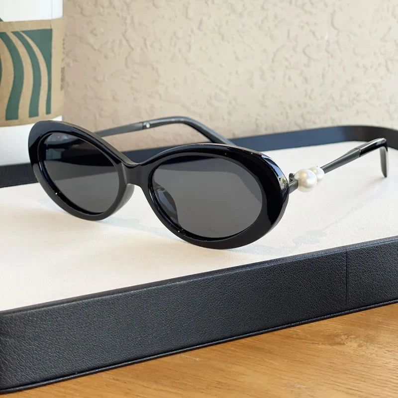 European and American Versatile Pearl Sunglasses for Women, High-End Celebrity Style Fashionable Polarized Sunglasses