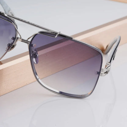 Luxury Me's Sunglasses Large Square Women Alloy Acetate Double Bridges Handmade in Germany High Quality Gafas UV400 THE KING  II
