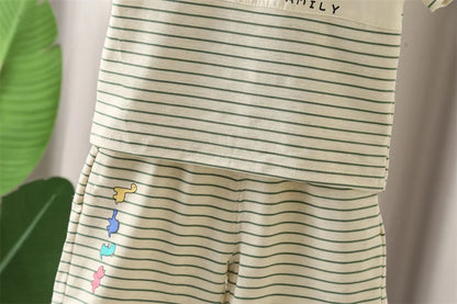 New Summer Baby Boy Clothes Set Toddler Boys Striped Cartoon T-shirt Short Pant 2-Piece Casual Infant Children's Clothing Outfit