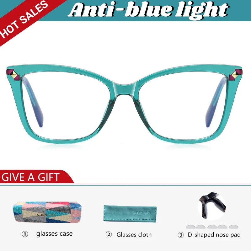 Usual Cat Eye Myopia Prescription Glasses Hyperopia Women Reading CR39 Anti Blue Light Optical Eyeglasses Frame PFD2127