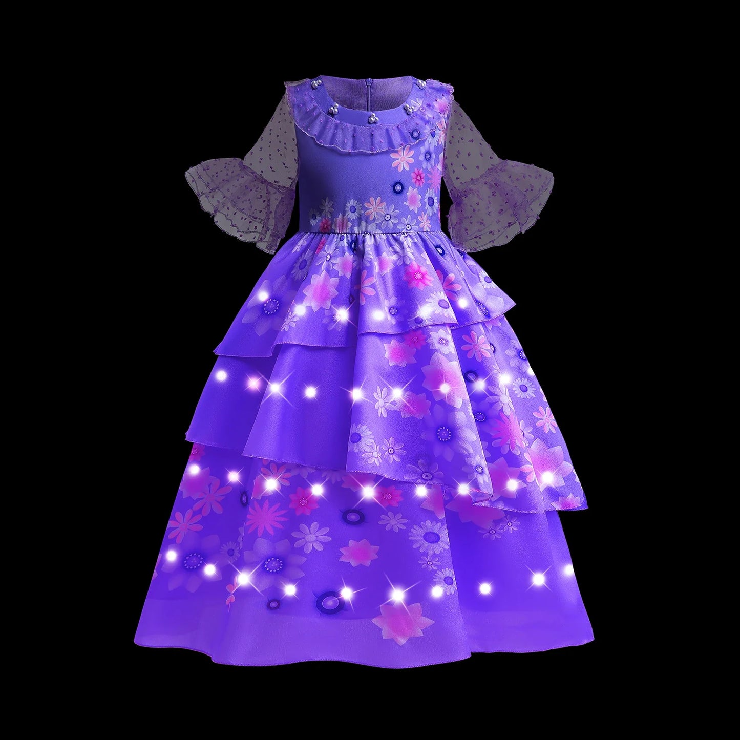 2025 Evening Party Girls LED Lights Elsa Anna Kids Princess Dress Coslplay Halloween Luminous Prom Gowns