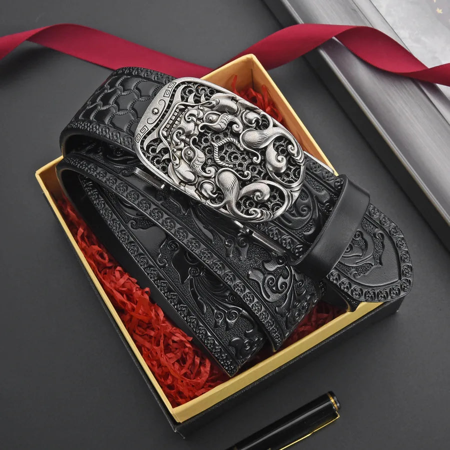New Genuine leather retro men's belt luxury brand fashion trend business men's belt for men's gift