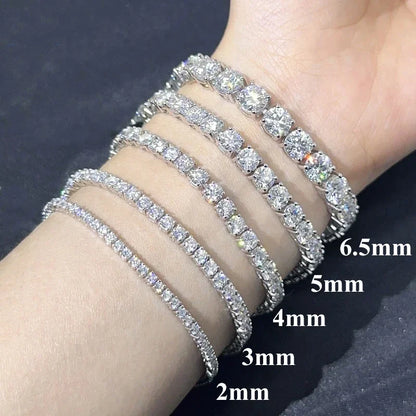 Hip Hop Unisex Moissanite Tennis Chain Original 925 Sterling Silver Moissanite Bracelet Necklace For Women Men Wedding Jewelry