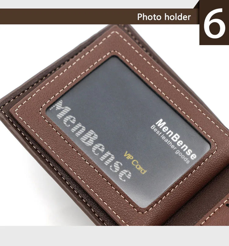 New Short Men Wallets Slim Card Holder Quality PU Leather Brand Male Wallet Small Photo Holder 3-fold Bag Frosted Men's Purses