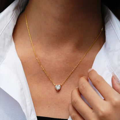 0.5-2CT Heart Cut Moissanite Solitaire Pendant Necklaces for Women 925 Sterling Silver Chains Fine Jewelry Gifts Collar