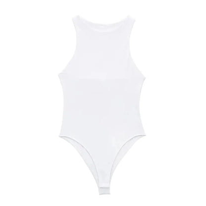 Women Fashion With Halter Neck Skinny Bodysuit Sexy Sleeveless Snap-button Female Playsuits Mujer