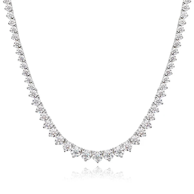 3 Claws Gradient Moissanite Tennis Necklace for Women Sparkling Full Diamond Luxury Jewelry Sterling Silver 925 Chain