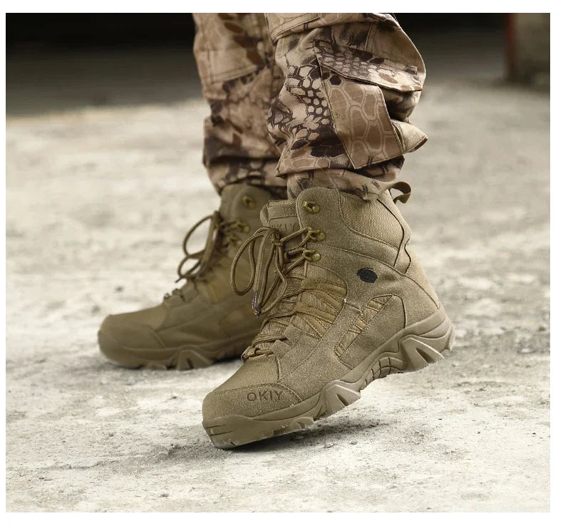 Men Tactical Boots Lace Up Breathable Male Army Boots Desert Boot Climbing Hiking Shoes Safety Unisex Hunting Boots Motorcycle