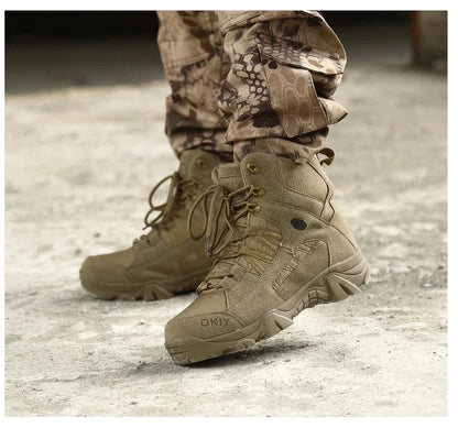 Men Tactical Boots Lace Up Breathable Male Army Boots Desert Boot Climbing Hiking Shoes Safety Unisex Hunting Boots Motorcycle