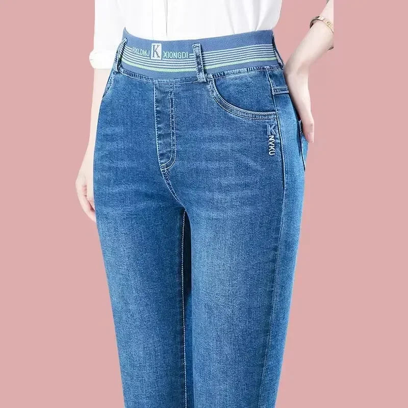 Jeans Oversize 26-38 Slim Denim Pants Women's High Waist Skinny Jean Vintage Wash Pencil Stretch Vaqueros Leggings Pantalones