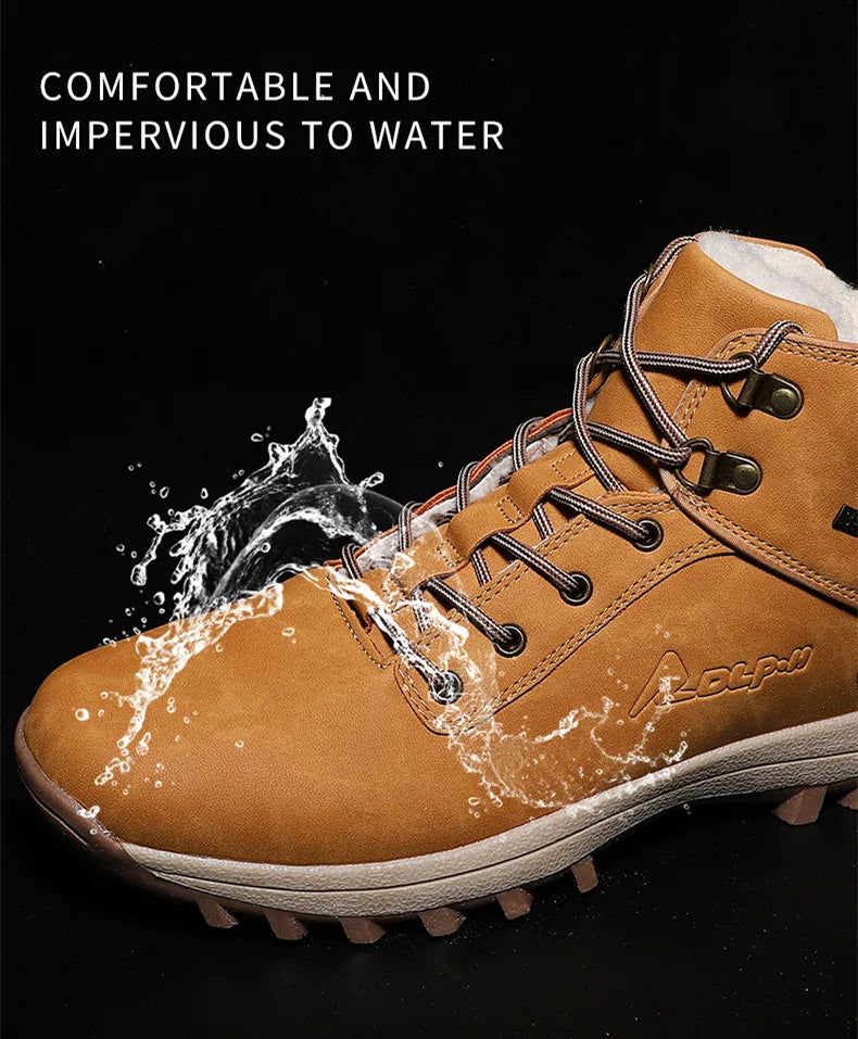 2024 Fashion Outdoor Winter Snow Boots For Men Male Sneakers Adult Quality Rubber High Top Super Warm Plush Warm Ankle Boots