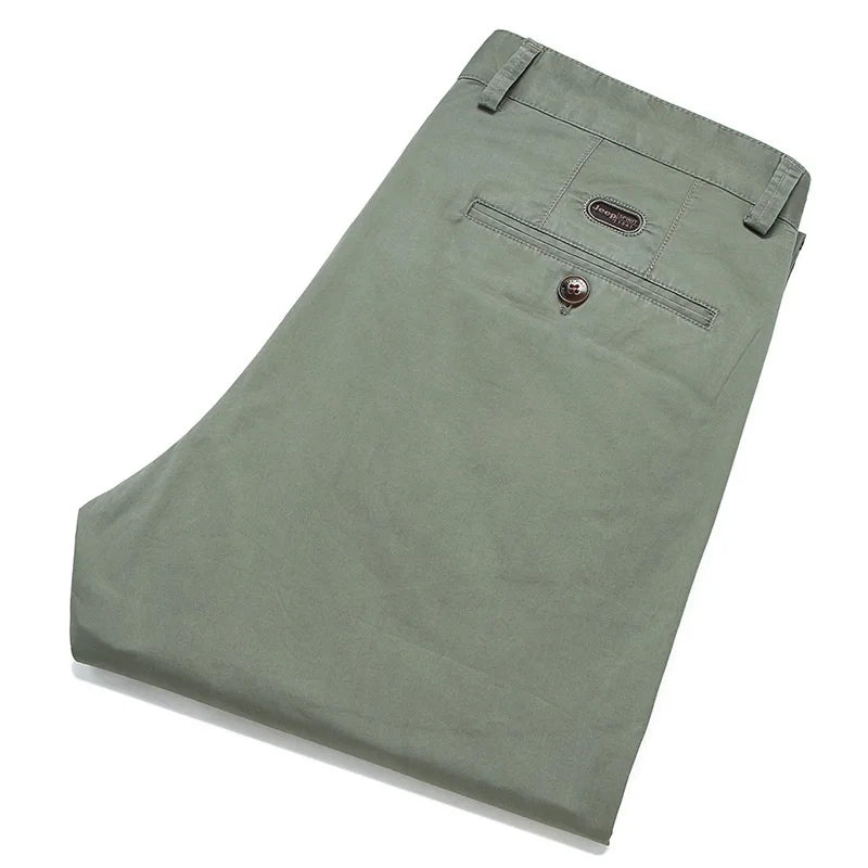 97% Cotton Casual Pants Mens Spring Summer  Clothing Straight Green Black Khaki Trousers Male Brand Bulk Clothing Wholesale