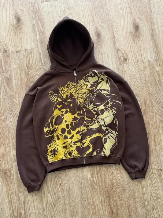 Y2k Stands Hiphop Jojo Bizarre Adventure Hoodies Harajuku Oversized Mens Womens Zipper Hoodie Hip Hop Couple Street Sweatshirt