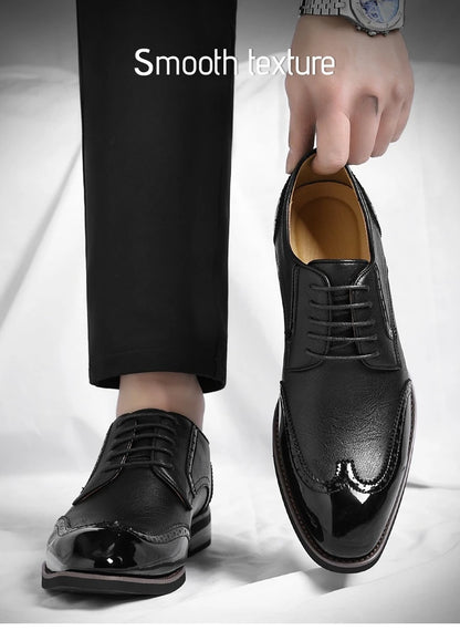 New Designer Business Leather Shoes for Men Color Match Lace Designer Casual Shoes Male Spring Autumn New Dress Brogue Shoe Man
