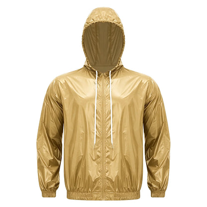 Mens Waterproof Hooded Jacket Tops Breathable Raincoat Waterproof Windproof Outdoor Biking Fishing Jacket Hood Outerwear