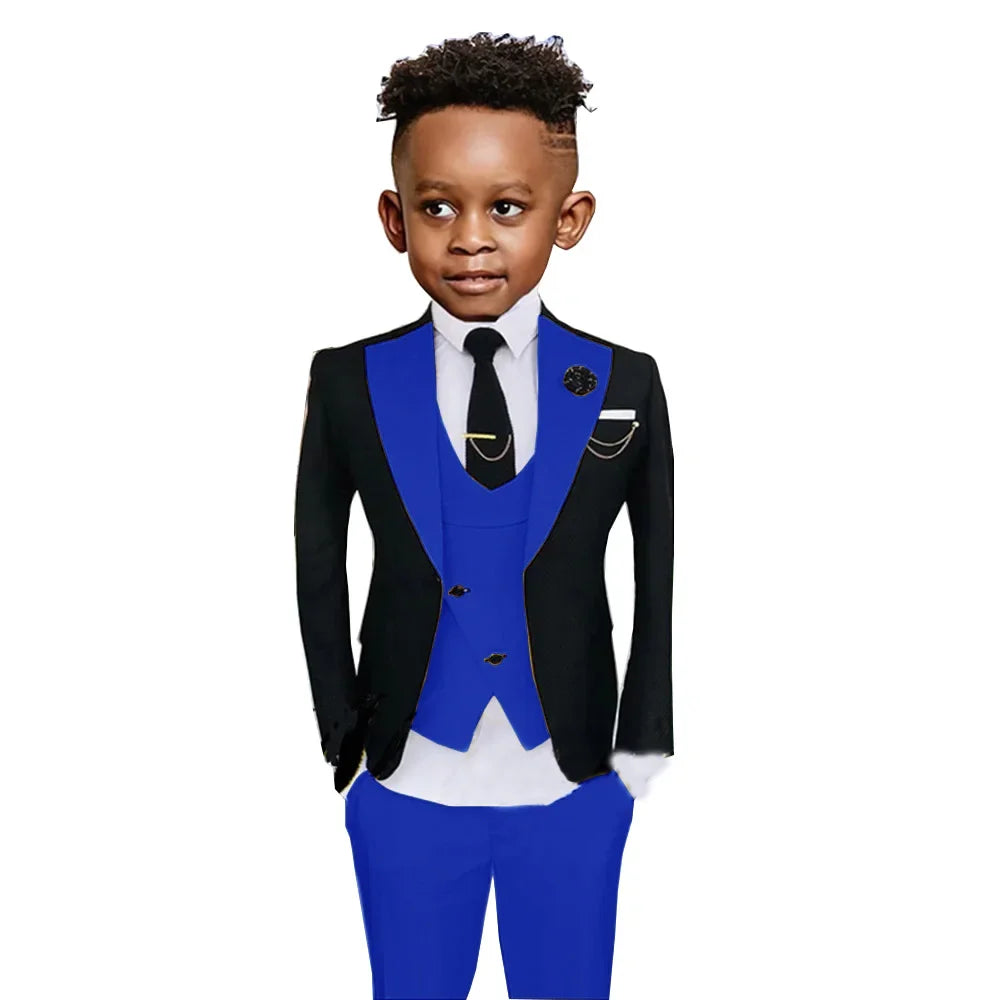 Colorful Kids Fashionable Suit Set 3 Pieces Performance Costumes High Quality Boys Suits Wedding Guest Tuxedo 2-20T