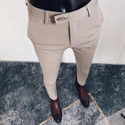 2025 Spring and Summer New Men's Casual Business Dress Pants Fashion Social Solid Wedding Party Suit Pants Slim Fit Suit Pants