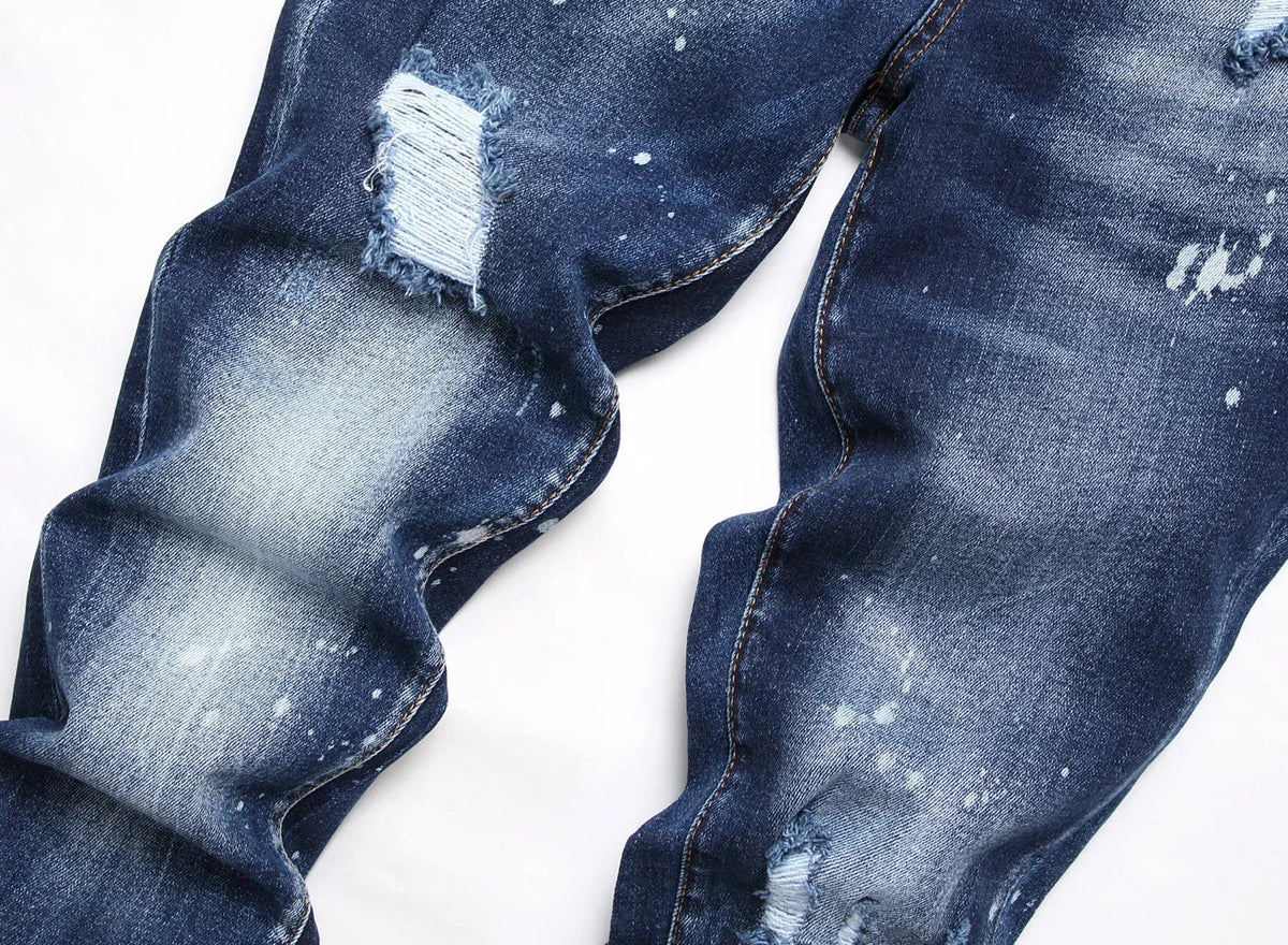 New Mens Ripped Jeans Dsq2 Men Skinny Jeans Light Blue Holes Pants Quality Male Stretch Slim Fashion Trousers Y2k