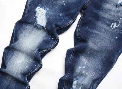 New Mens Ripped Jeans Dsq2 Men Skinny Jeans Light Blue Holes Pants Quality Male Stretch Slim Fashion Trousers Y2k