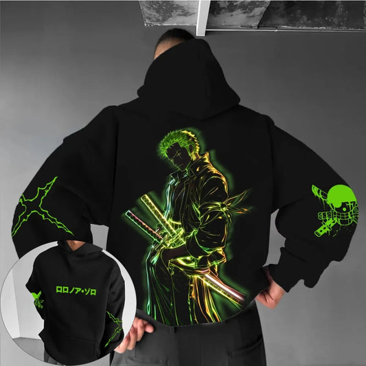 ONE PIECE Men's Hoodie Sweater Roronoa Zoro Japan Anime Summer Autumn Boy Children's Long Sleeve Y2k Parent-Child Pack