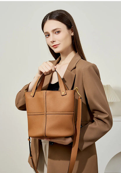 Women Bucket shoulder bag brand design Cowhide ladies handbags and purses genuine leather Tote Bags female messenger Bag Bolsas