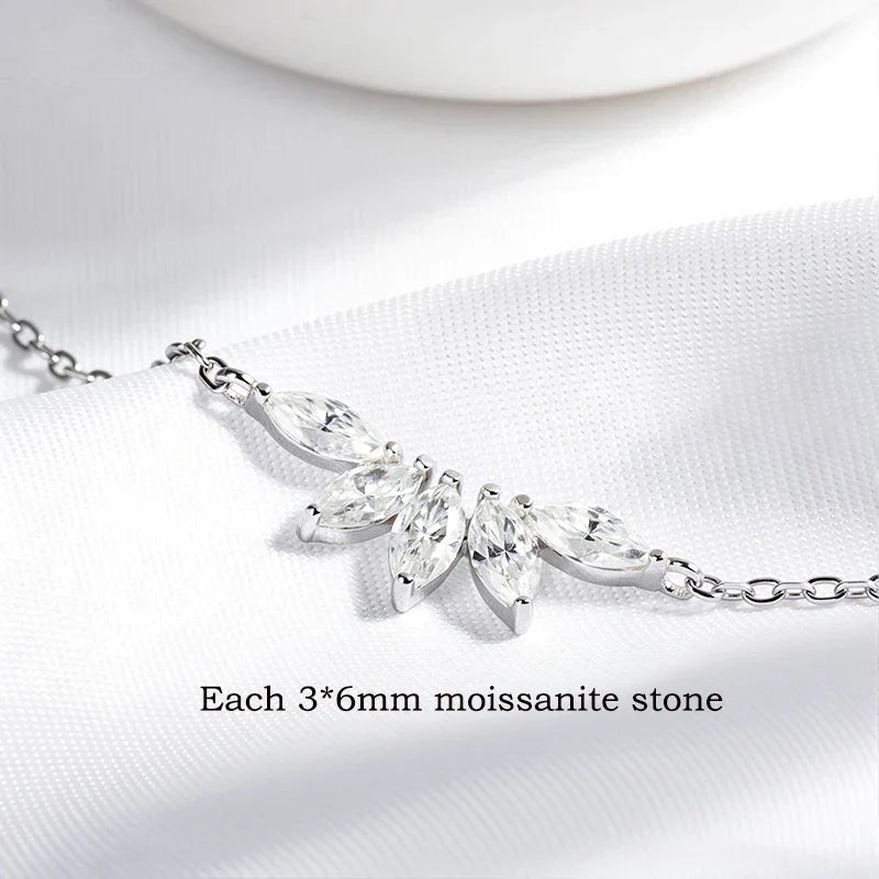 5 Gems 3*6mm Marquise Cut All Moissanite Bracelets for Women Original Luxury Adjustable Chain Real S925 Silver Jewelry