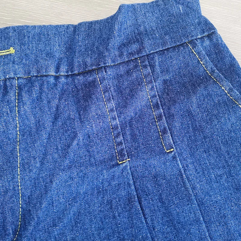 2024 Summer Plus Size Denim Shorts For Women High Elastic Waist Blue Or Sky Blue Pleated Mini Large Size Short Femme
