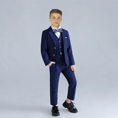 High Quality Navy Boys Suit For Wedding Teenager Kids Formal Ceremony Tuxedo Dress Children Photography Blazer Party