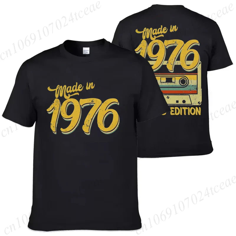 Made in 1976 Limited Edition Birthday Print T-Shirt for Men Hip Hop Streetwear 1976 Limited Cassette Men's Women Clothing Brand