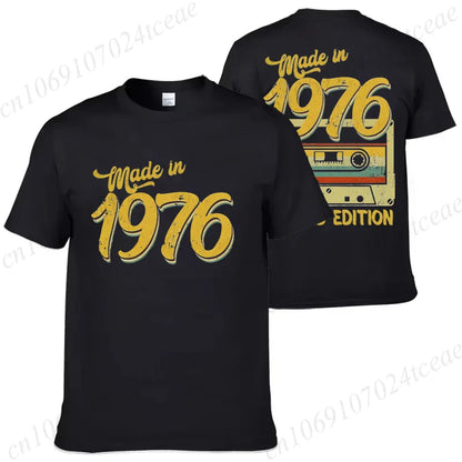 Made in 1976 Limited Edition Birthday Print T-Shirt for Men Hip Hop Streetwear 1976 Limited Cassette Men's Women Clothing Brand