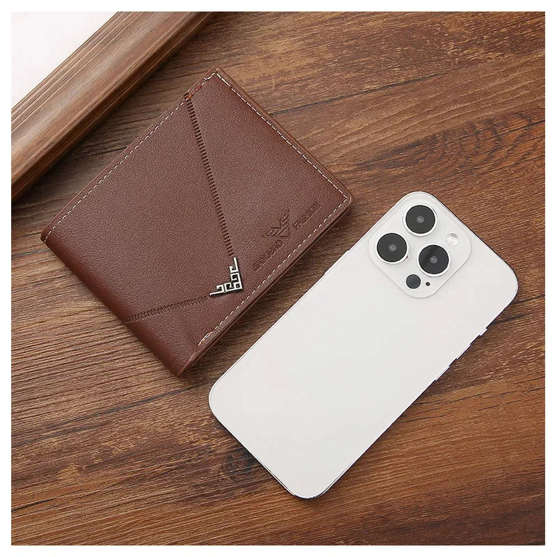 Portefeuille en cuir fin pour homme, blocage RFID, pliable, porte-cartes de crédit minimaliste, pince à billets
