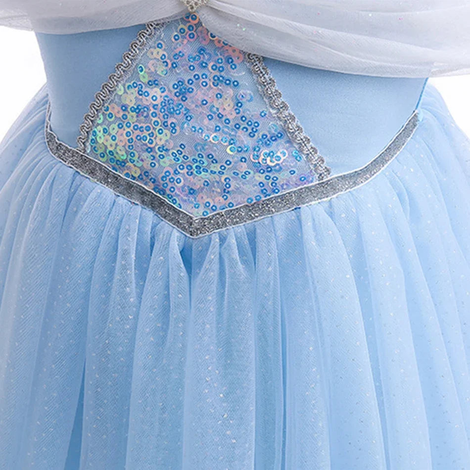 Elsa Summer Princess Dress Girls Cosplay Masquerade Party Vestidos Kids Birthday Clothes Children Carnival Halloween Gown