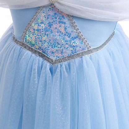 Elsa Summer Princess Dress Girls Cosplay Masquerade Party Vestidos Kids Birthday Clothes Children Carnival Halloween Gown