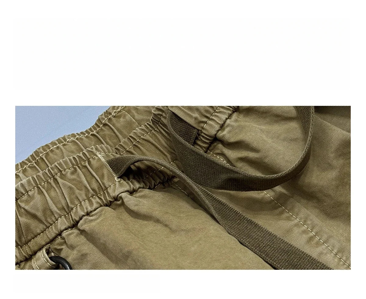 American Premium Cargo Pants Mens Pleated Baggy Multi Pocket Streetwear Oversized Straight Leg Casual Spring Fall Trendy Male
