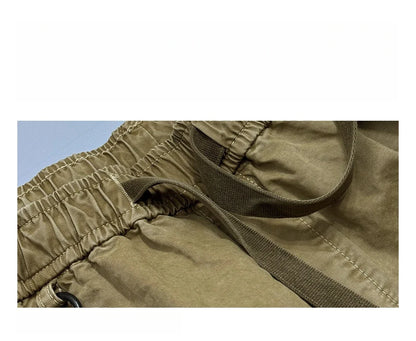 American Premium Cargo Pants Mens Pleated Baggy Multi Pocket Streetwear Oversized Straight Leg Casual Spring Fall Trendy Male