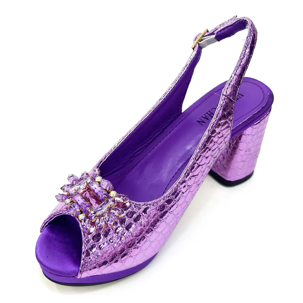 Italian Shoes and Bags Matching Set 2024 Women Heel Party for Silver Colour Italian Design Wedding Bigger Size Shoes