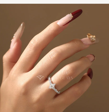 Luxury 0.5CT Marquis Moissanite Ring For Women 100% 925 Sterling Silver Rings Promise Engagement Wedding Band Jewelry