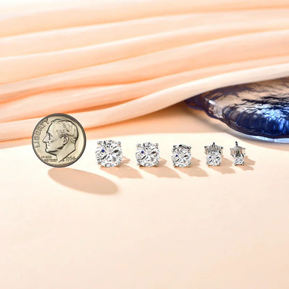 1 Carat 6.5mm D Color Moissanite Stud Earrings For Women Top Quality Solid 925 Sterling Silver Classic Wedding Jewelry