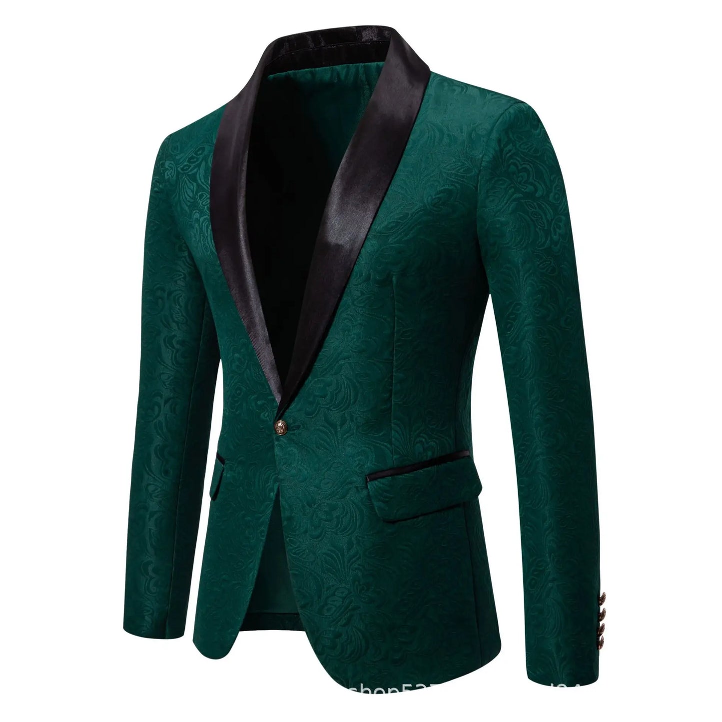 Men's Red Long-sleeved Suit Jacket, Black Collar Single-button Formal Coat, Available in Blue, Purple, Green, and White Blazers