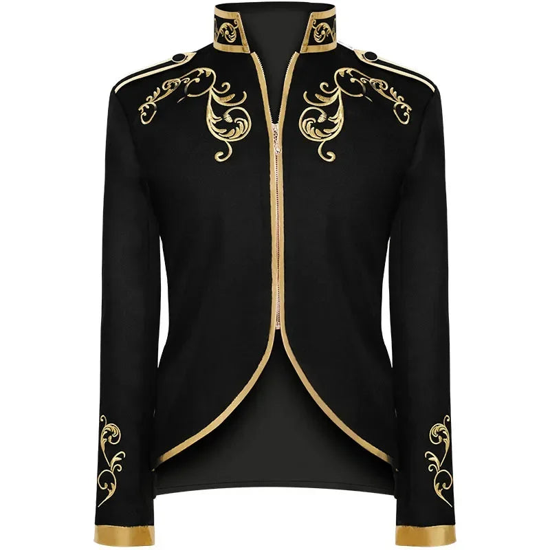 British Style Men Embroidered Flower Suit White / Blue / Red Male Wedding Dance Party Coat Singer Stage Performance Dress Blazer