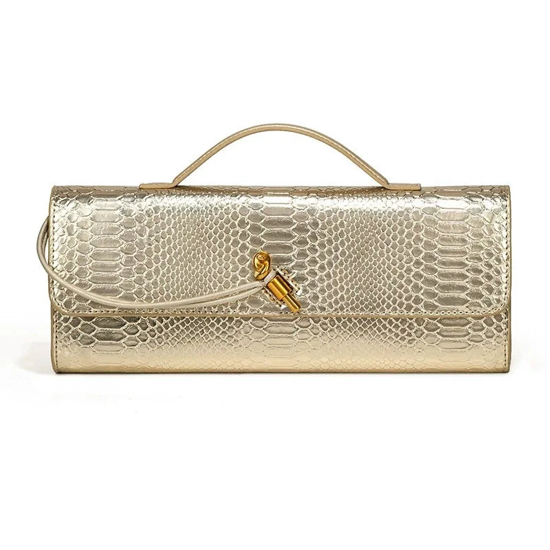 High-End Feeling Women's Trendy Crocodile Pattern Evening Bag Vintage Niche Single Shoulder Slant Cross Bag Motorcycle Equipment