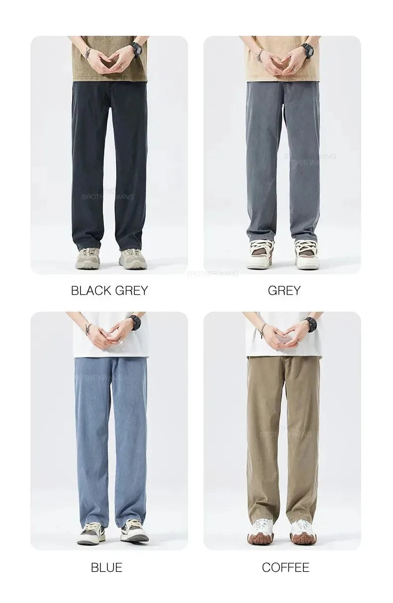 Ultra Thin Baggy Jeans Men's Summer New in Lyocell Soft Breathable Straight Trousers Elastic Waist Casual Blue Gray Wide Pants