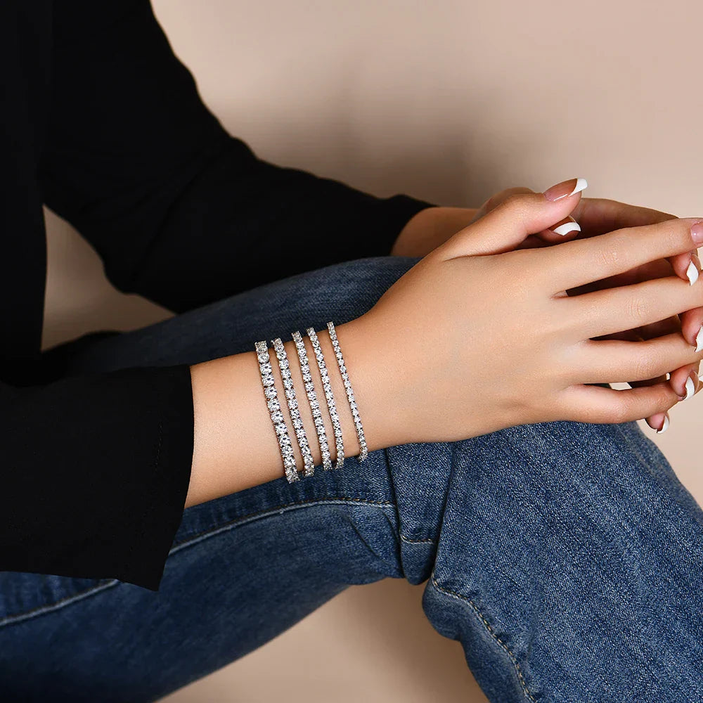4.0mm 5.0mm DVVS1 Pass Diamond Test Round Cut Moissanite Tennis Bracelet White Gold Plated 925 Silver Jewelry for Women